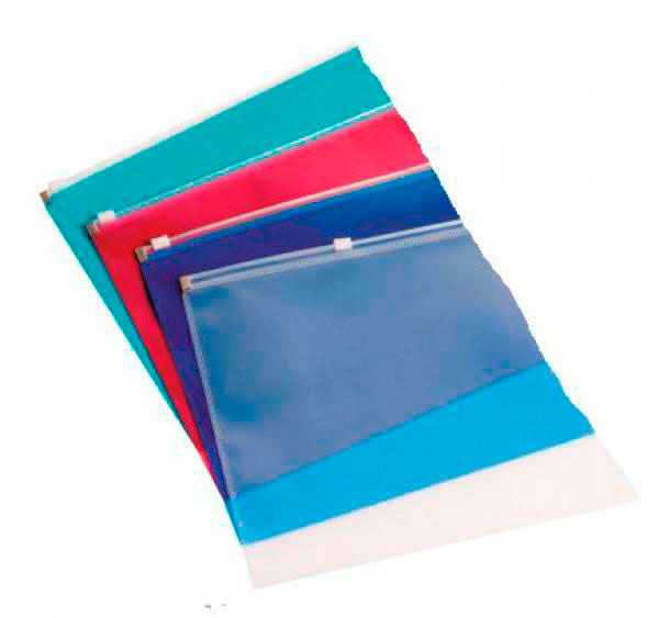 Envelope com fecho zip de plástico