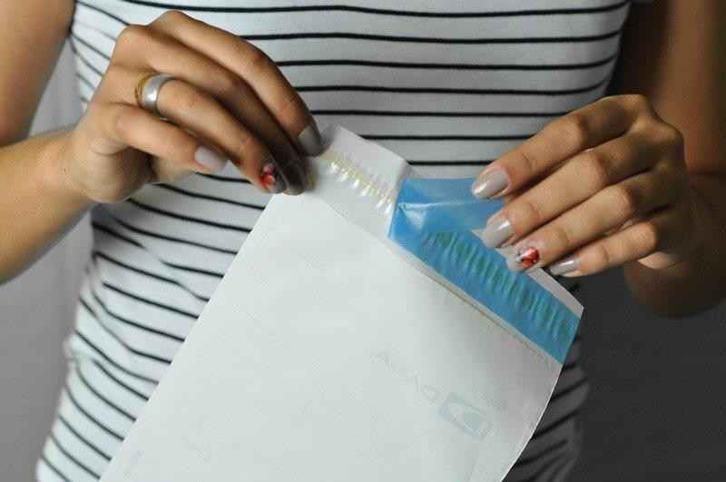 Envelope plástico para exame