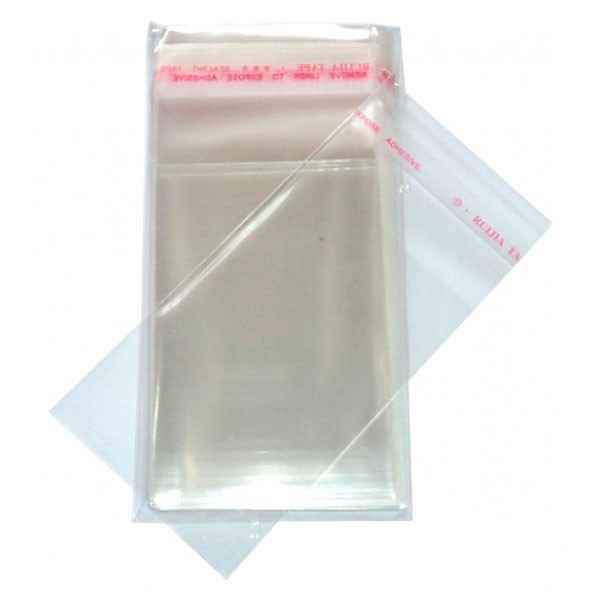 Envelope plástico transparente com aba adesiva