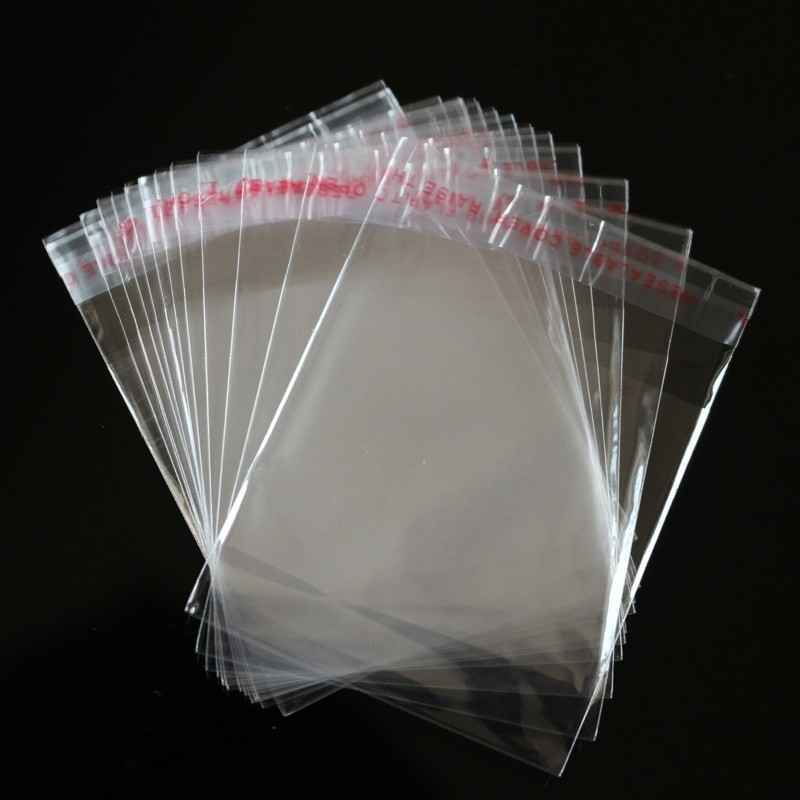 Envelope plástico transparente com aba adesiva